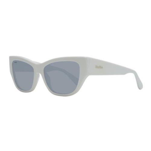 Witte Cat Eye Zonnebril met Grijze Gespiegelde Lenzen Max Mara , White...