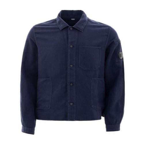 Klassiek Blauw Katoenen Overhemd C.p. Company , Blue , Heren