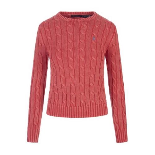 Kabelgebreide Koraal Crew-Neck Sweater Ralph Lauren , Red , Dames
