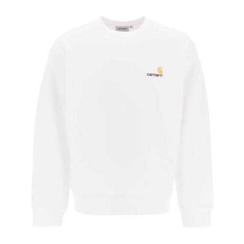 Amerikaans Script Crewneck Sweatshirt Carhartt Wip , White , Heren