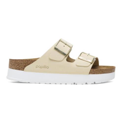 Klassieke Ecru Platform Sandaal Birkenstock , Beige , Dames