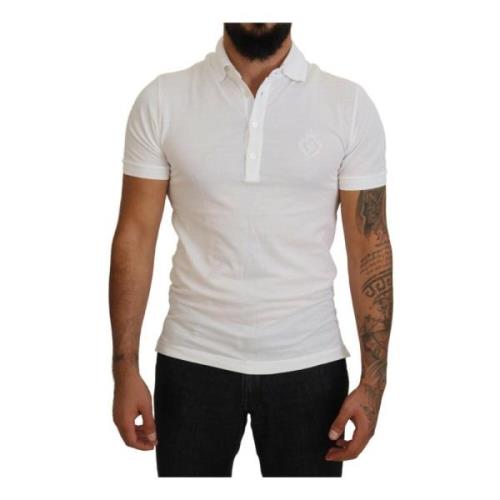 Logo Polo T-shirt Korte Mouw Wit Dolce & Gabbana , White , Heren
