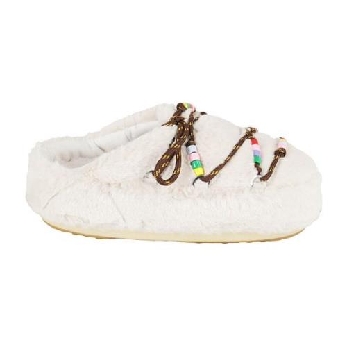 Faux Fur Bead Mule Pantoffels Moon Boot , White , Heren