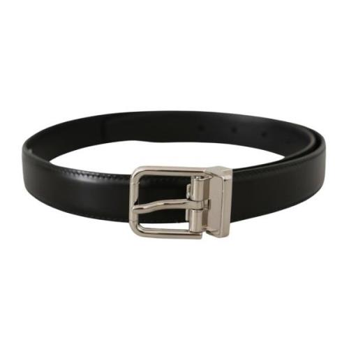 Gegraveerde Metalen Gesp Leren Riem Dolce & Gabbana , Black , Heren