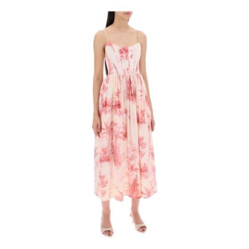 Bloemenprint Korset Midi Jurk Zimmermann , Multicolor , Dames