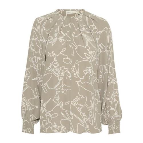 Gedrukte blouse met pofmouwen InWear , Beige , Dames