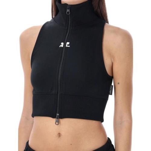 Zwart Cropped Vest Topwear Courrèges , Black , Dames