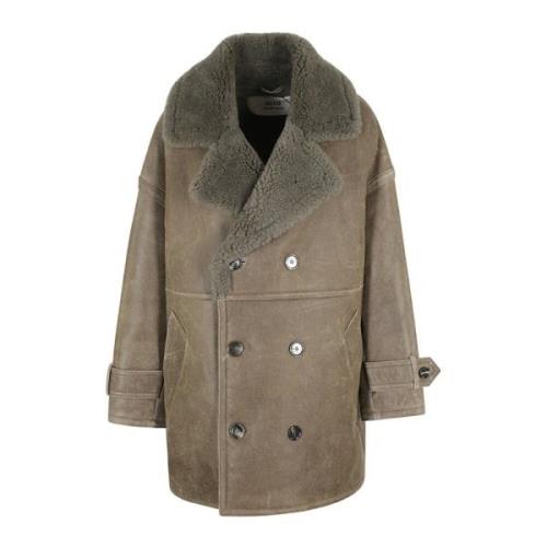 Warme Shearling Winterjas Ami Paris , Brown , Dames