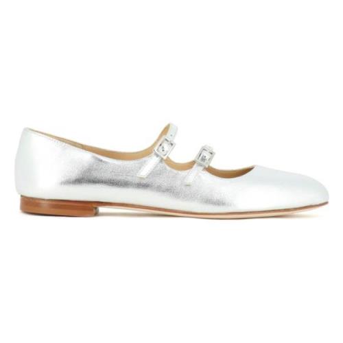 Zilveren Leren Ballerina Flats Fabio Rusconi , Gray , Dames