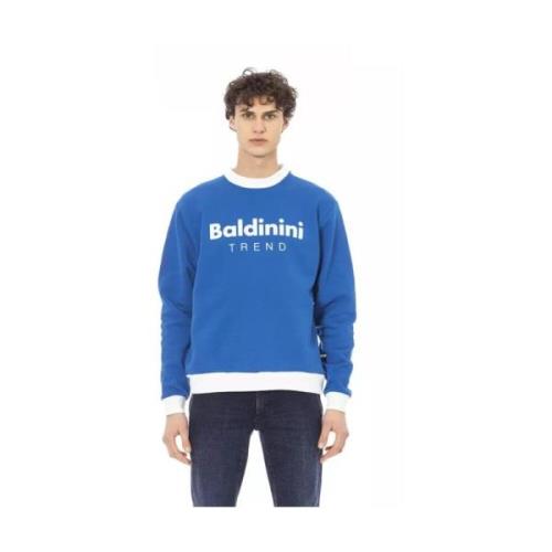 Blauwe Logo Katoenen Trui voor Mannen Baldinini , Blue , Heren