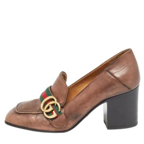 Pre-owned Leather heels Gucci Vintage , Brown , Dames