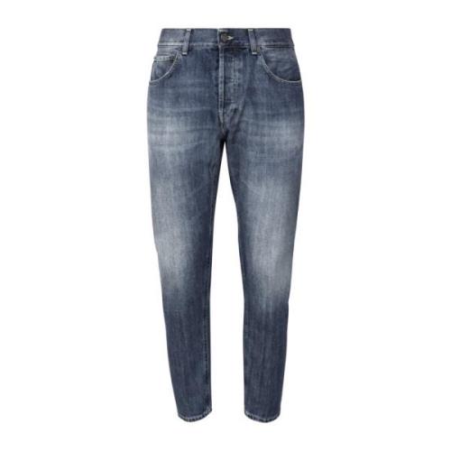 Slim Fit Blauwe Jeans Made in Italy Dondup , Blue , Heren