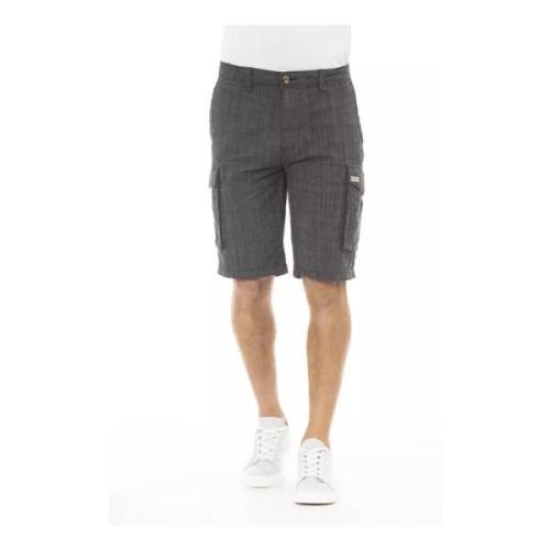 Zwarte Cargo Shorts met Ritssluiting Baldinini , Black , Heren