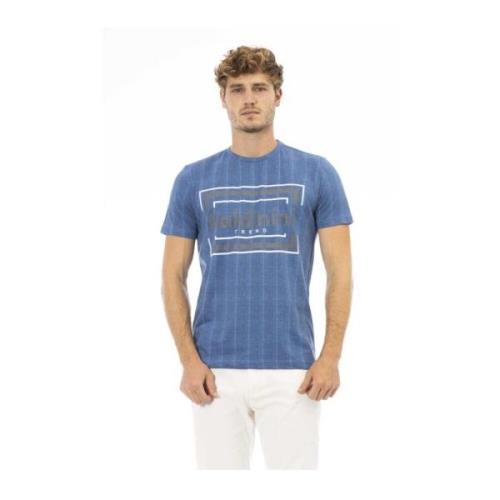 Blauw Katoenen Ronde Hals T-Shirt Baldinini , Blue , Heren