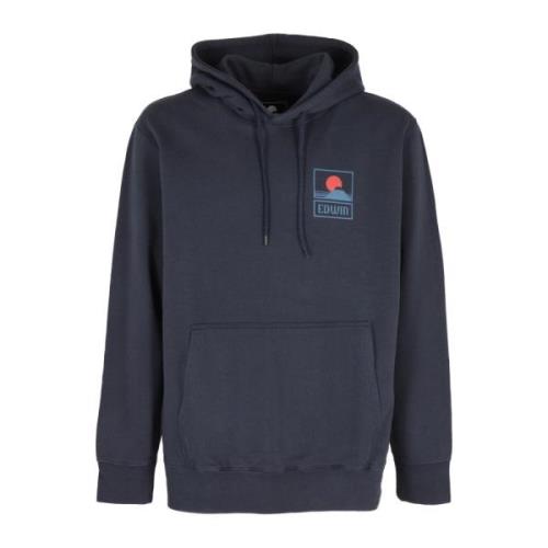 Fuji Sunset Hoodie Sweatshirt Edwin , Blue , Heren