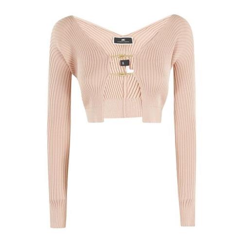 Stijlvolle Gebreide Top Elisabetta Franchi , Beige , Dames