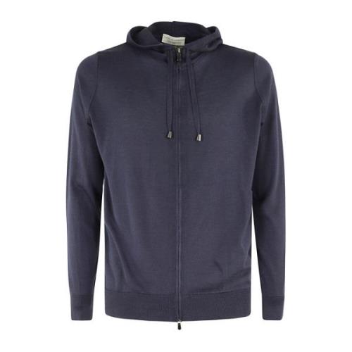 Cashmere Hoodie Met Rits Filippo De Laurentiis , Blue , Heren