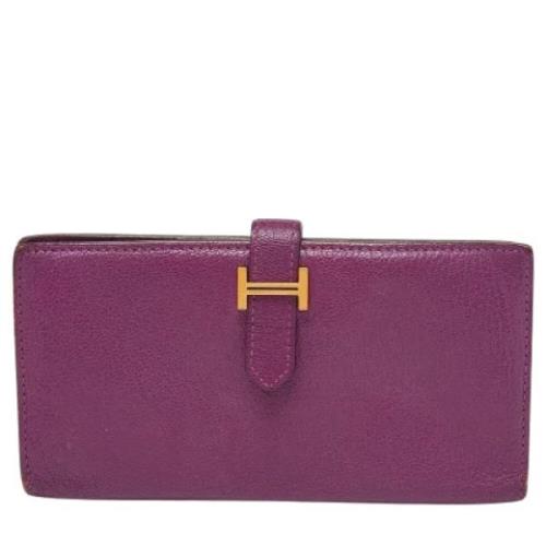 Pre-owned Leather wallets Hermès Vintage , Purple , Dames