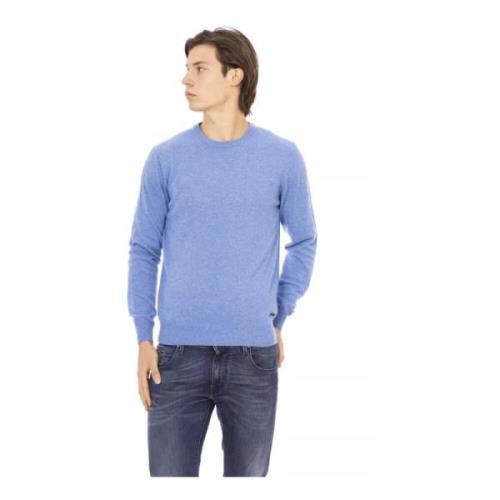 Lichtblauwe Wol Crewneck Sweater Baldinini , Blue , Heren