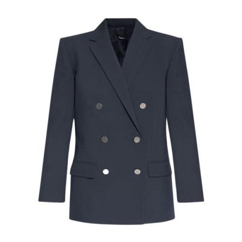 Oversized Double-Breasted Wool Blazer Theory , Blue , Dames