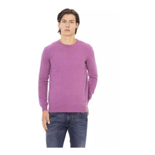 Paarse Wol Crewneck Sweater met Monogram Detail Baldinini , Purple , H...