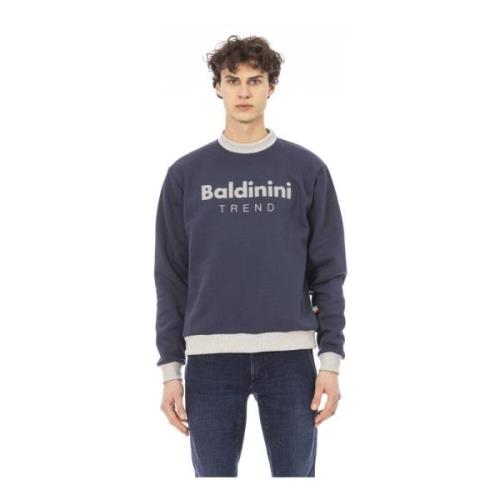 Katoenen Ronde Hals Sweatshirt Geribbelde Boorden Baldinini , Blue , H...