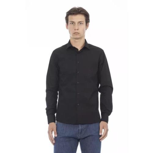 Slim Fit Zwart Katoenen Shirt Baldinini , Black , Heren