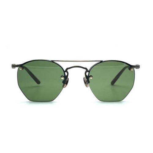 Semi-Rimless Aviator Zonnebril in Geborsteld Goud Matsuda , Yellow , H...