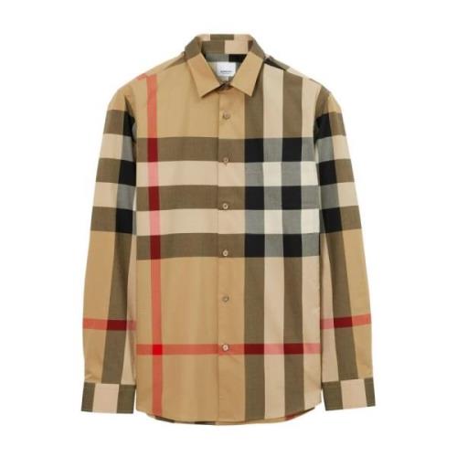 Archief Beige Geruite Overhemd Burberry , Multicolor , Heren