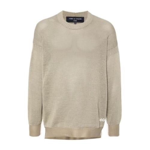 Logo Crewneck Cotton Sweater Comme des Garçons , Beige , Heren