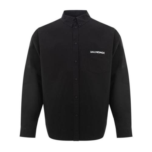 Stijlvolle Katoenen Overhemd voor Mannen Balenciaga , Black , Heren