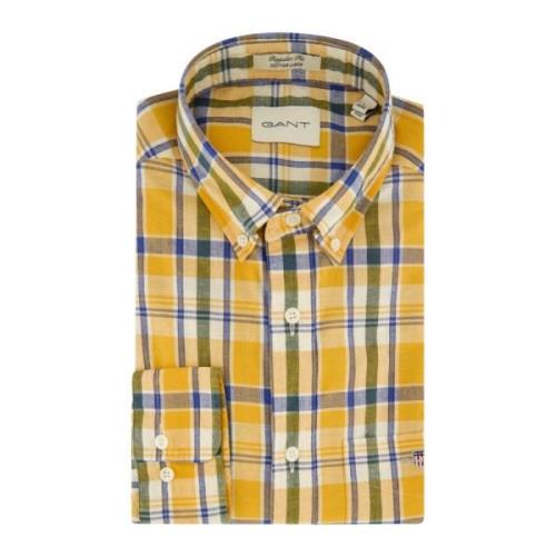 Casual Geel Geruit Overhemd Gant , Multicolor , Heren