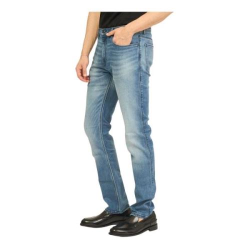 Blauwe Slim Fit Jeans Vintage Stijl Hugo Boss , Blue , Heren