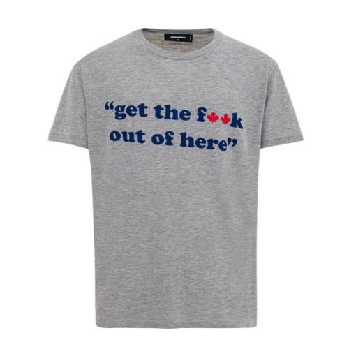 Katoenen T-shirt met Get the f**k.. Print Dsquared2 , Gray , Heren