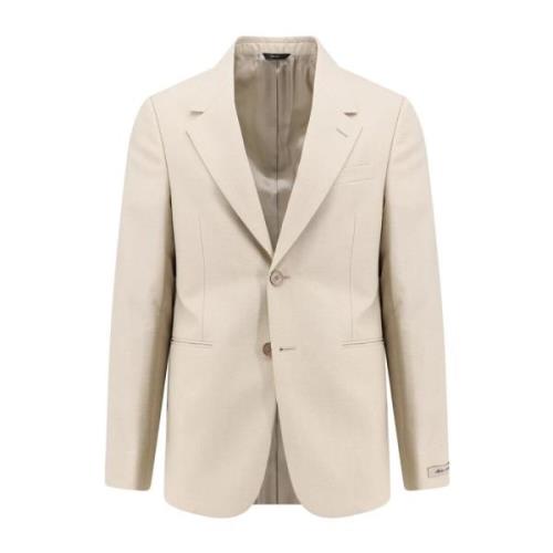 Beige Blazer Klassieke Revers Twee Knopen Fendi , Beige , Heren