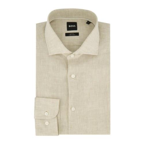 Beige Business Overhemd Wide Spread Kraag Hugo Boss , Beige , Heren