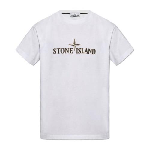 T-shirt met logo Stone Island , White , Heren