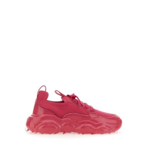 Logo Sneaker Polyester Elastaan Polyurethaan Moschino , Pink , Dames