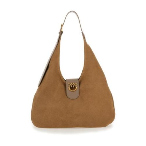 Beige Suede Hobo Tas Pinko , Beige , Dames