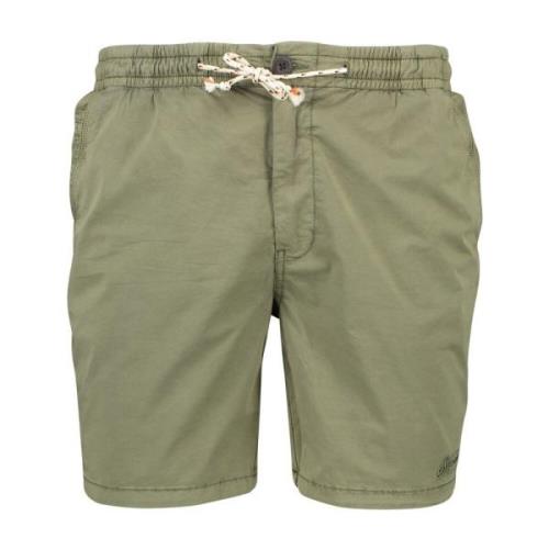 Groene Elastische Taille Shorts Superdry , Green , Heren