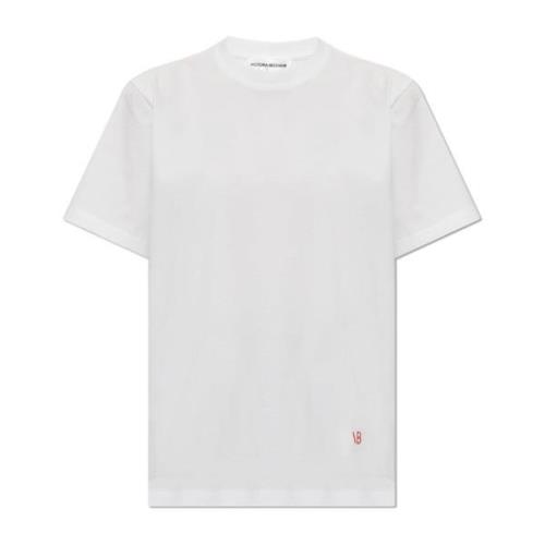 T-shirt met logo Victoria Beckham , White , Dames