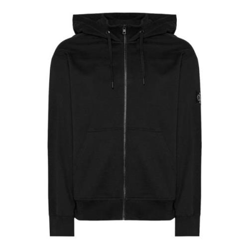 Zwarte hoodie met volledige rits Calvin Klein Jeans , Black , Heren