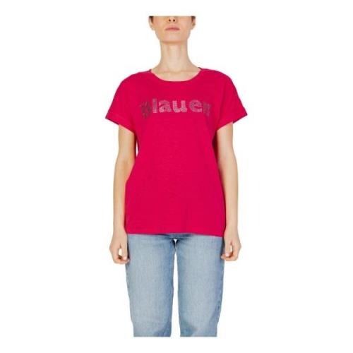 Paarse Katoenen Korte Mouw T-shirt Blauer , Pink , Dames