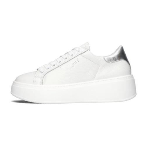 Lage Sneakers met Zilveren Details Twinset , White , Dames