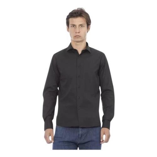 Slim Fit Katoenen Overhemd Met Knopen Voor Baldinini , Gray , Heren