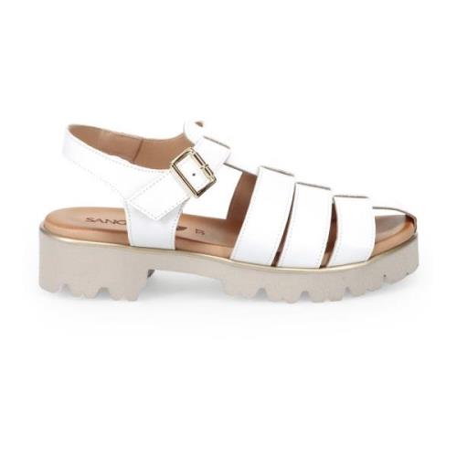 Witte Leren Sandalen Sangiorgio , White , Dames