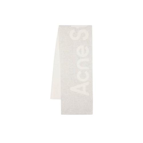 Logo Jacquard Wool Scarf Acne Studios , Gray , Dames