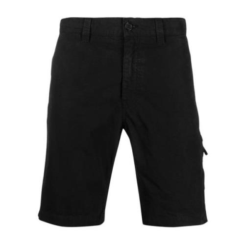 Zwarte Chino Bermuda Shorts Rits/Knoopsluiting Aspesi , Black , Heren
