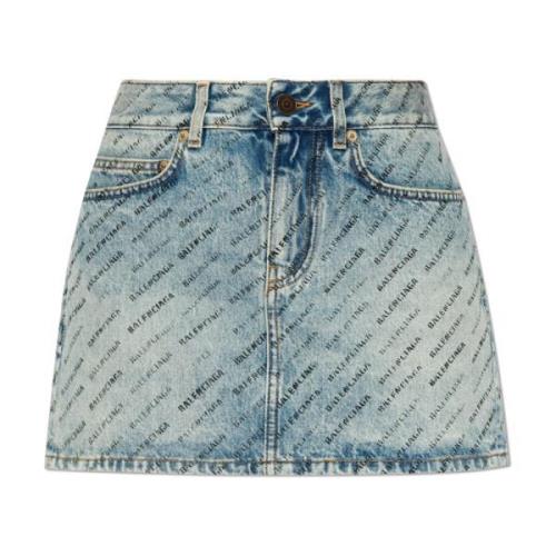 Denim rok Balenciaga , Blue , Dames