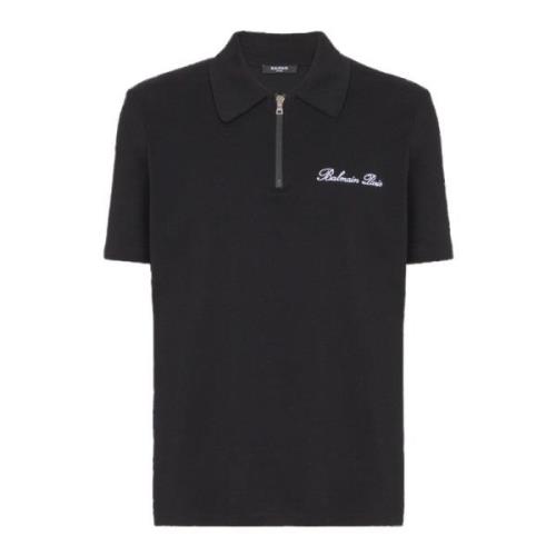 Polo met Korte Mouwen en Rits Balmain , Black , Heren